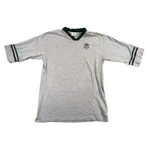 Vintage‎ New York Jets Shirt Mens XL Gray 3/4 Sleeve V-Neck Embroidered Logo 90s